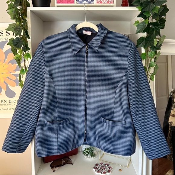 Women's Blue Checkered Jacket - Picture 3 of 5